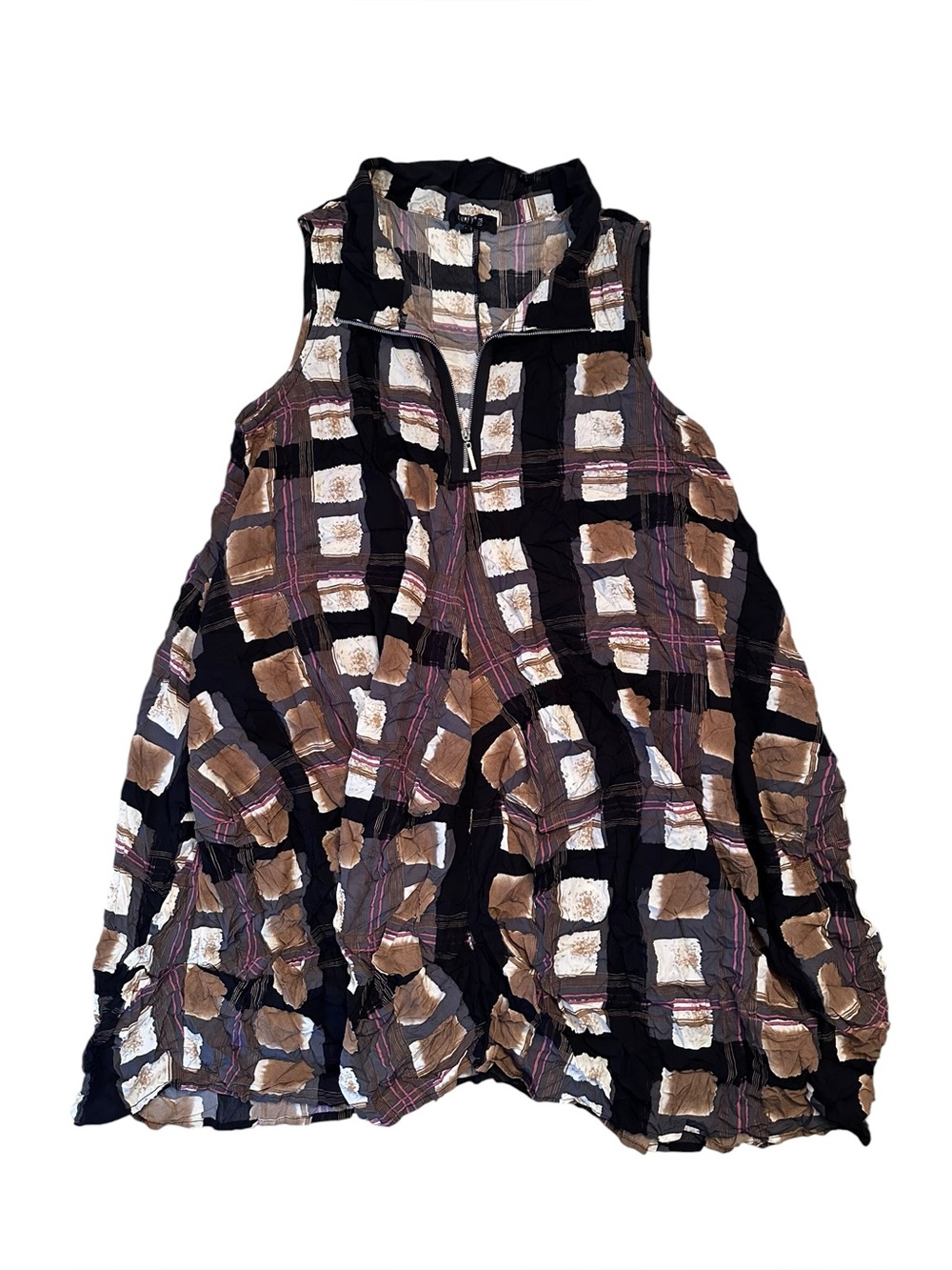 Comfy USA Crinkle Tunic Lagenlook Art To Wear Small